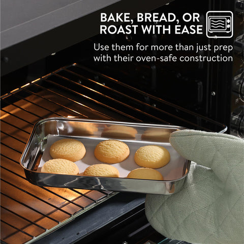 Navaris Breading Trays measure 9 x 5.9 inches, ideal for cutlets