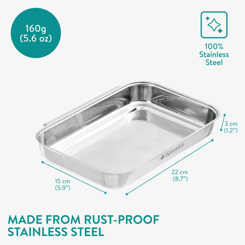 Navaris Stainless Steel Food Trays are dishwasher-safe for easy cleanup