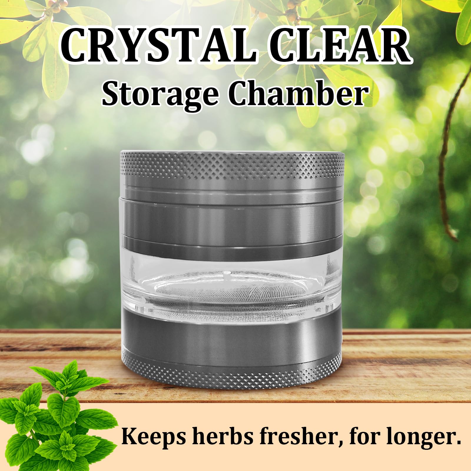NavASURE grinder clear chamber view showing grinding progress and aroma awareness.