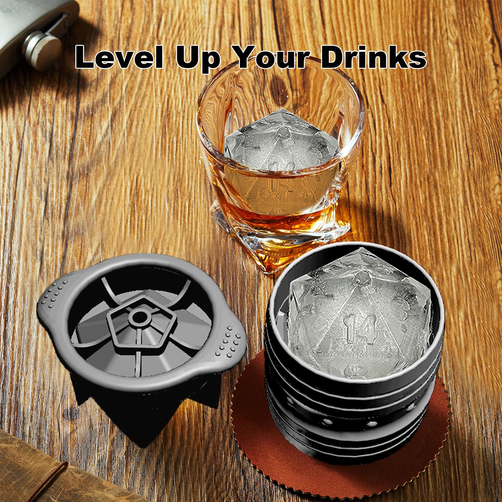 Nax Caki D20 Dice Ice Mold silicone tray for easy release and mess-free freezing.