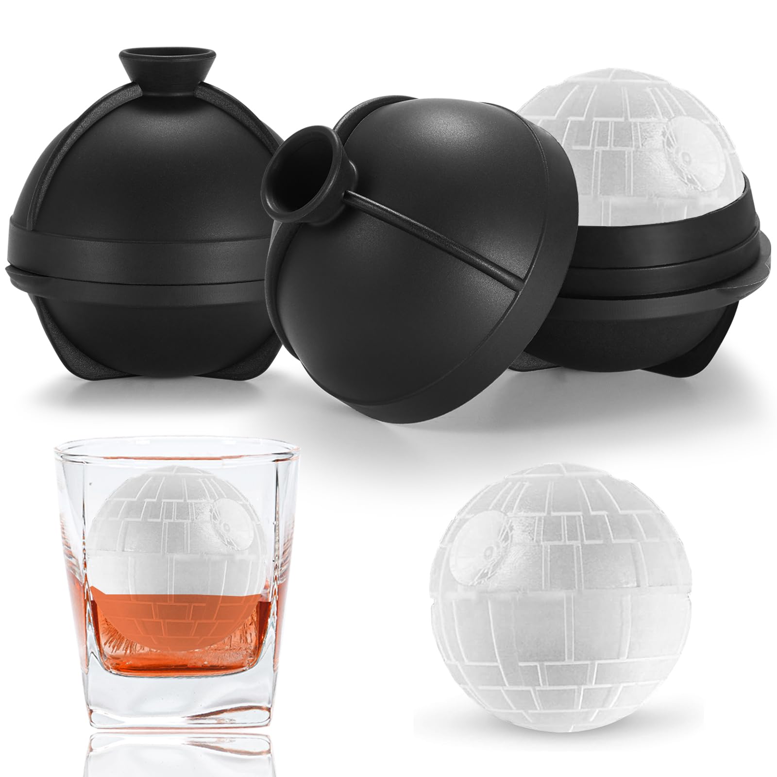 Nax Caki Death Ball mold front view shows a dramatic large ice sphere for cocktails.