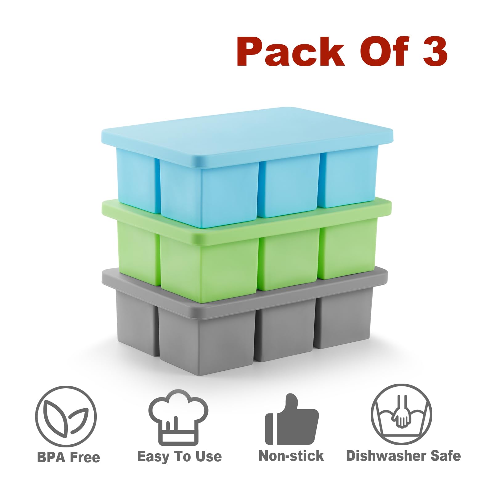 Nax Caki easy-release silicone trays with BPA-free material.