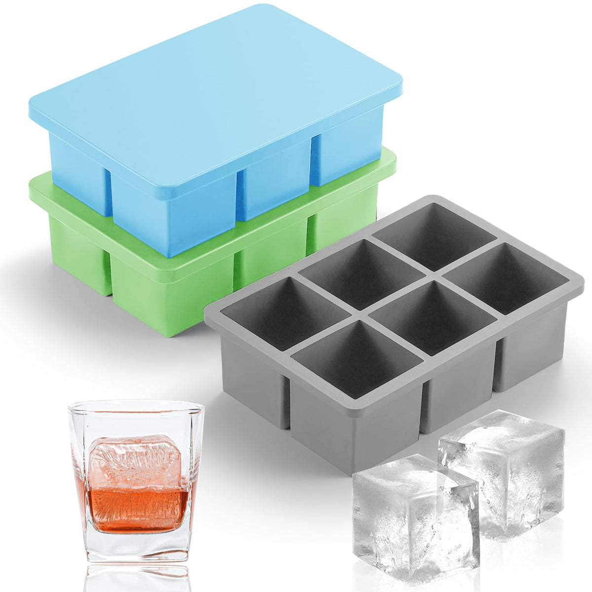 Nax Caki ice cube trays 3-pack with lids keep ice fresh and organized.