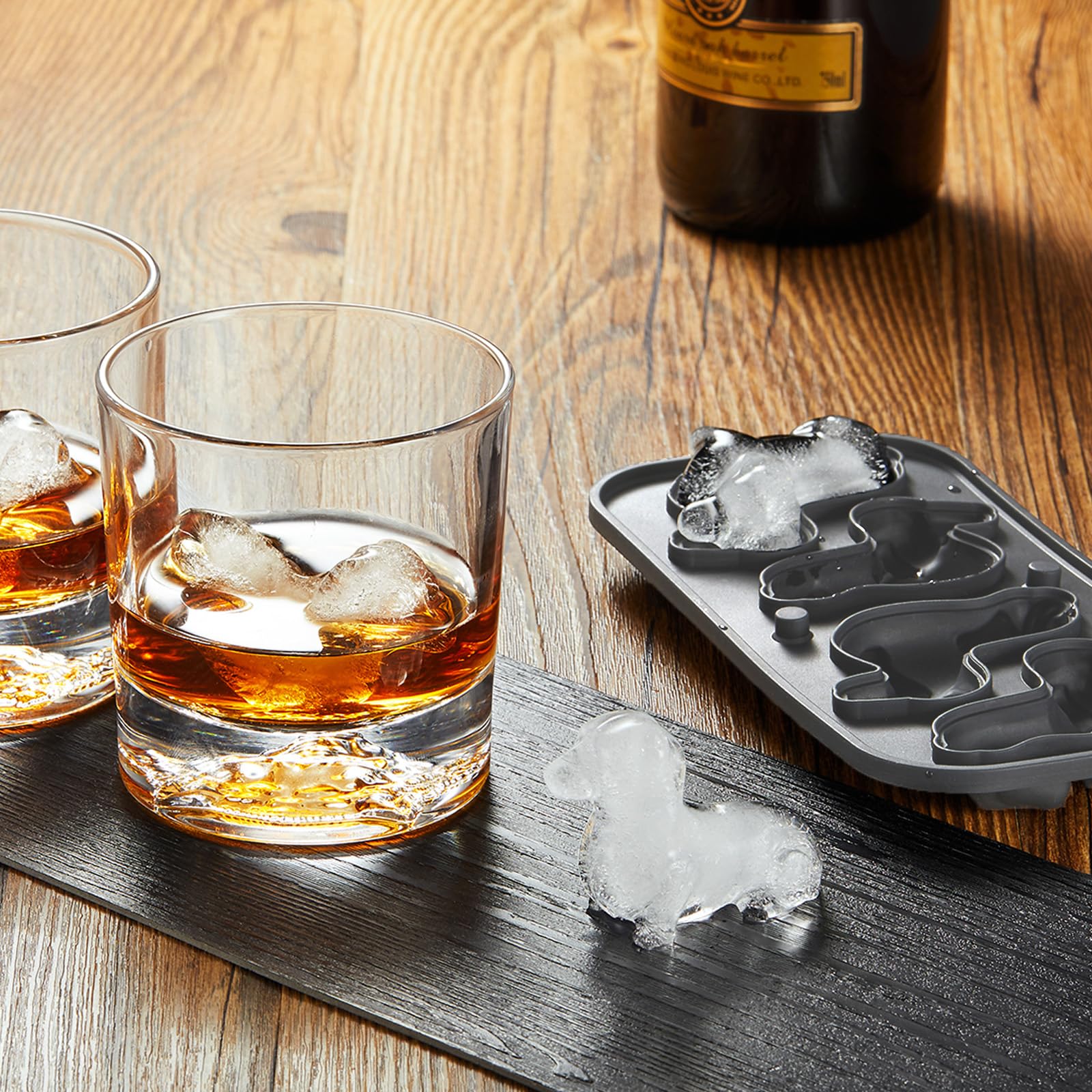 Nax Caki large dachshund ice cubes enhance whiskey with novelty.