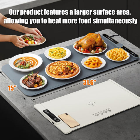 NAXBEY warming mat control panel shows temperature options for precise warming.