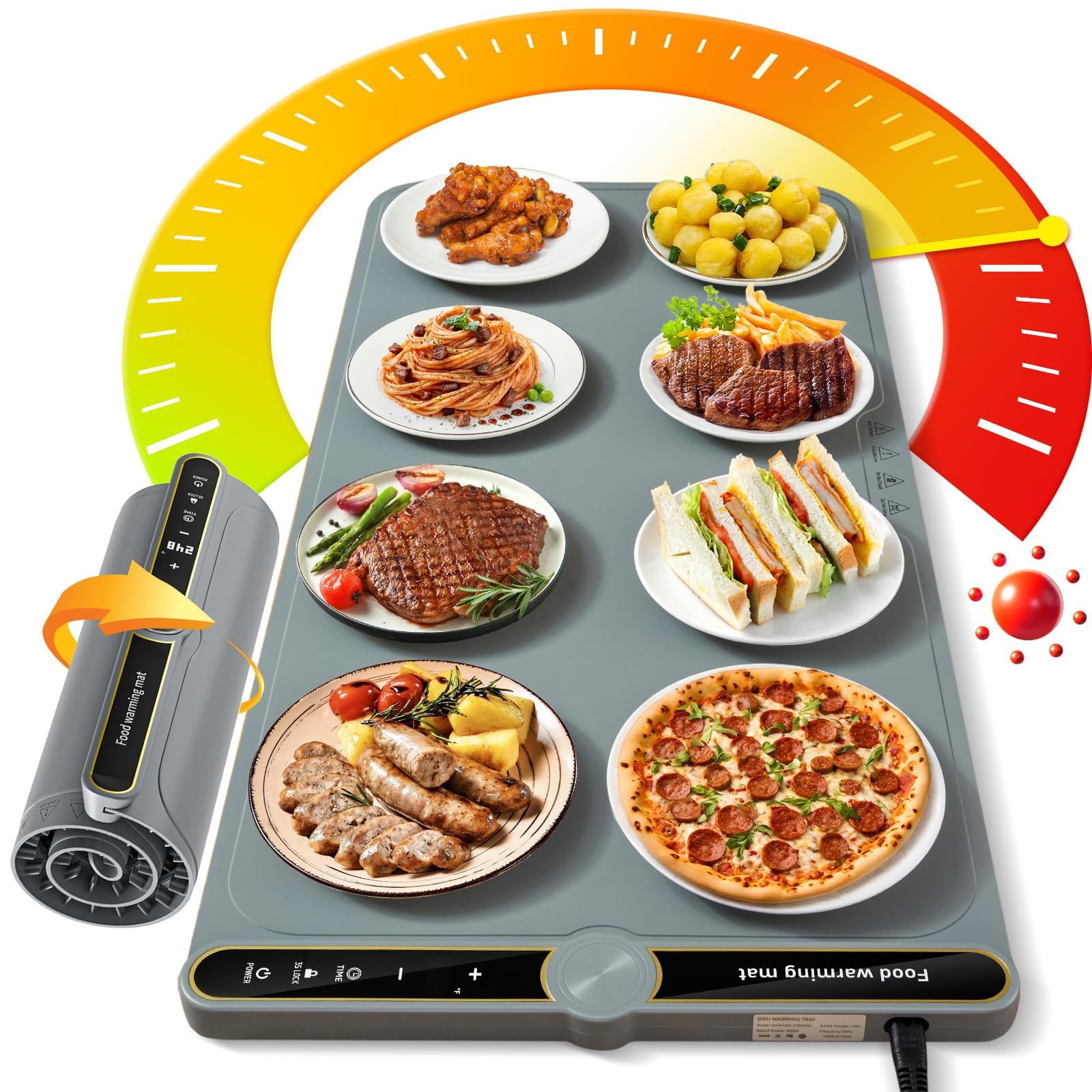 NAXBEY warming mat large plate setup keeps family meals warm.