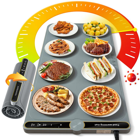 NAXBEY warming mat large plate setup keeps family meals warm.