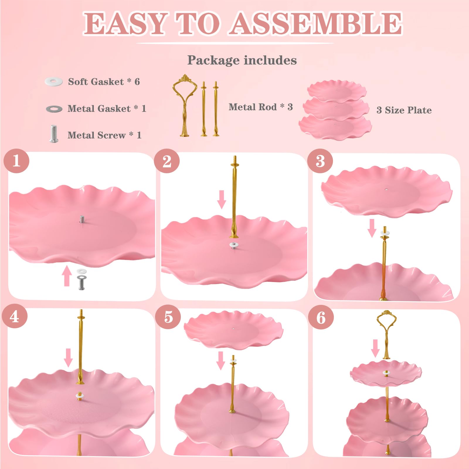 NAXIHOPT durable plastic dessert stand withstands frequent party use.