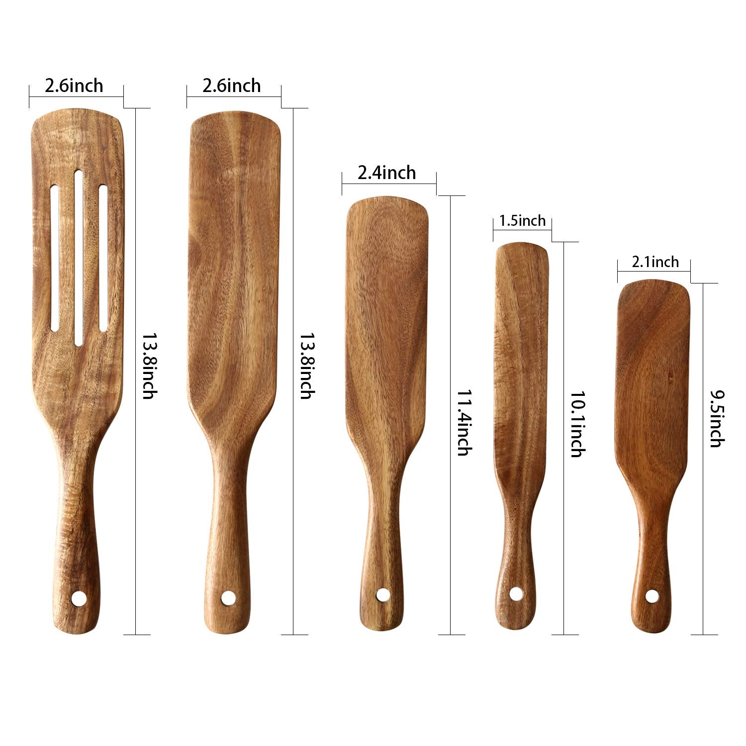 NAYAHOSE teak spurtle, 13.8-inch slotted design for draining sauces.
