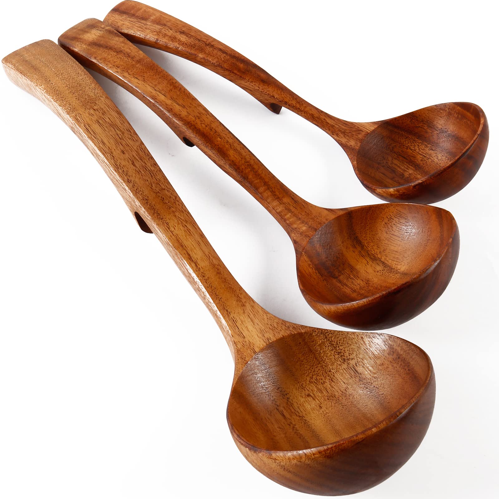 NAYAHOSE wooden ladle large spoon in teak for easy soup stirring
