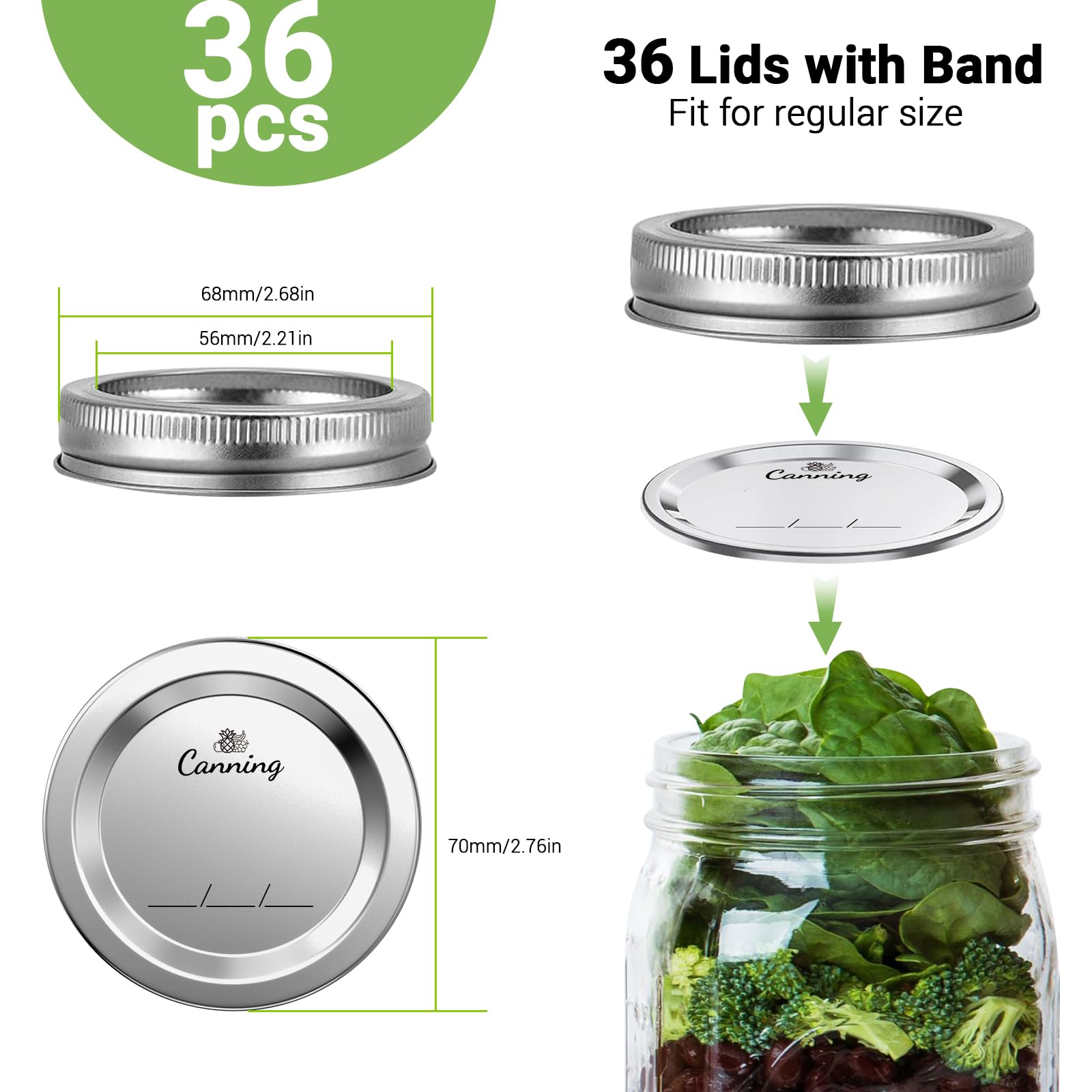 Nazano regular-mouth lids with rings provide secure seals for pantry jars