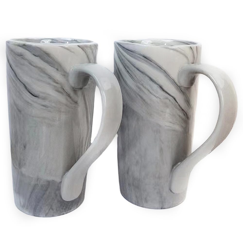 NBABSR 20oz grey marble mug, front view for bold coffee.
