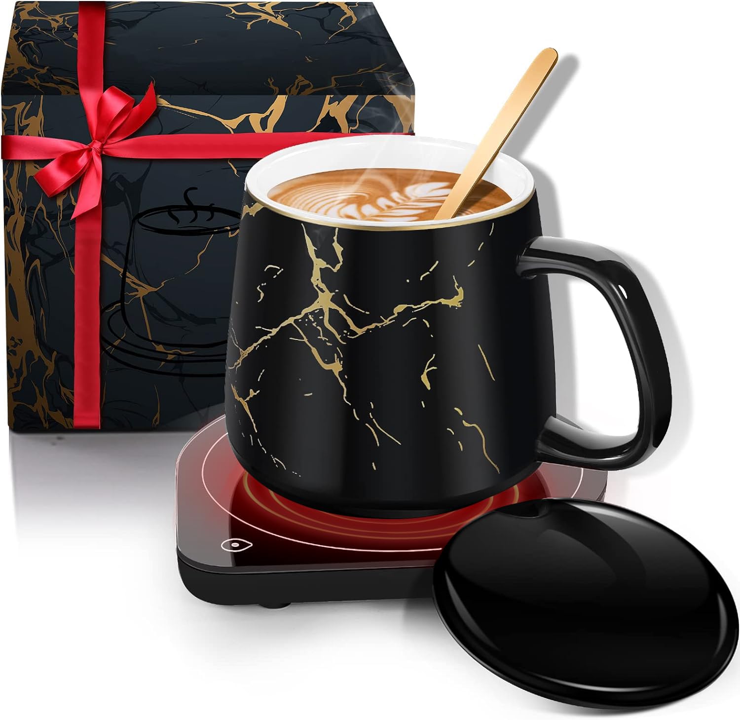 NBBRDDN coffee mug warmer set with mug keeps drinks warm at the desk