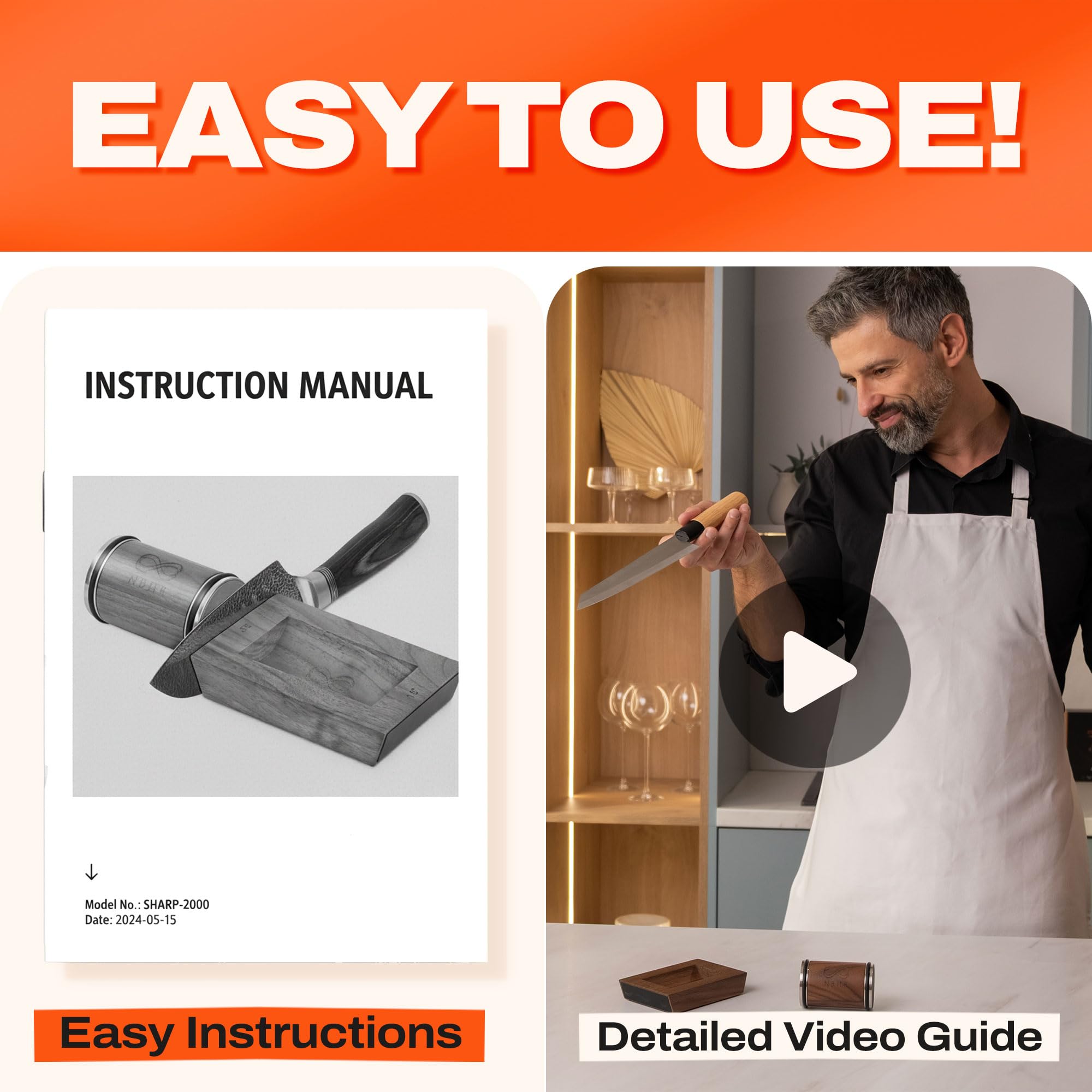 NBHR gift-ready rolling knife sharpener kit for cooks.