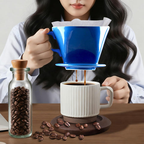 NBYHZLS handcrafted ceramic filter blue conical design promotes even saturation