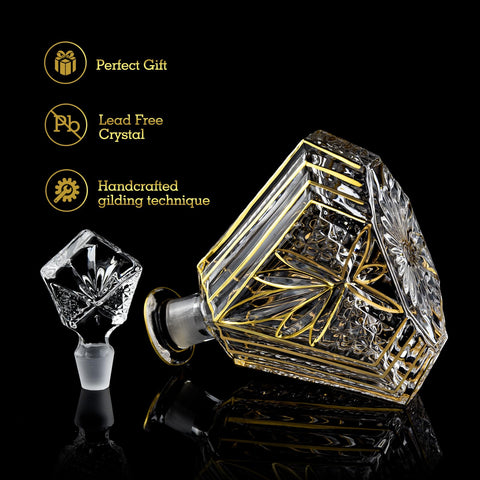 NBNSTHV gold decanter with stopper showcases premium craftsmanship and spill-free pouring.