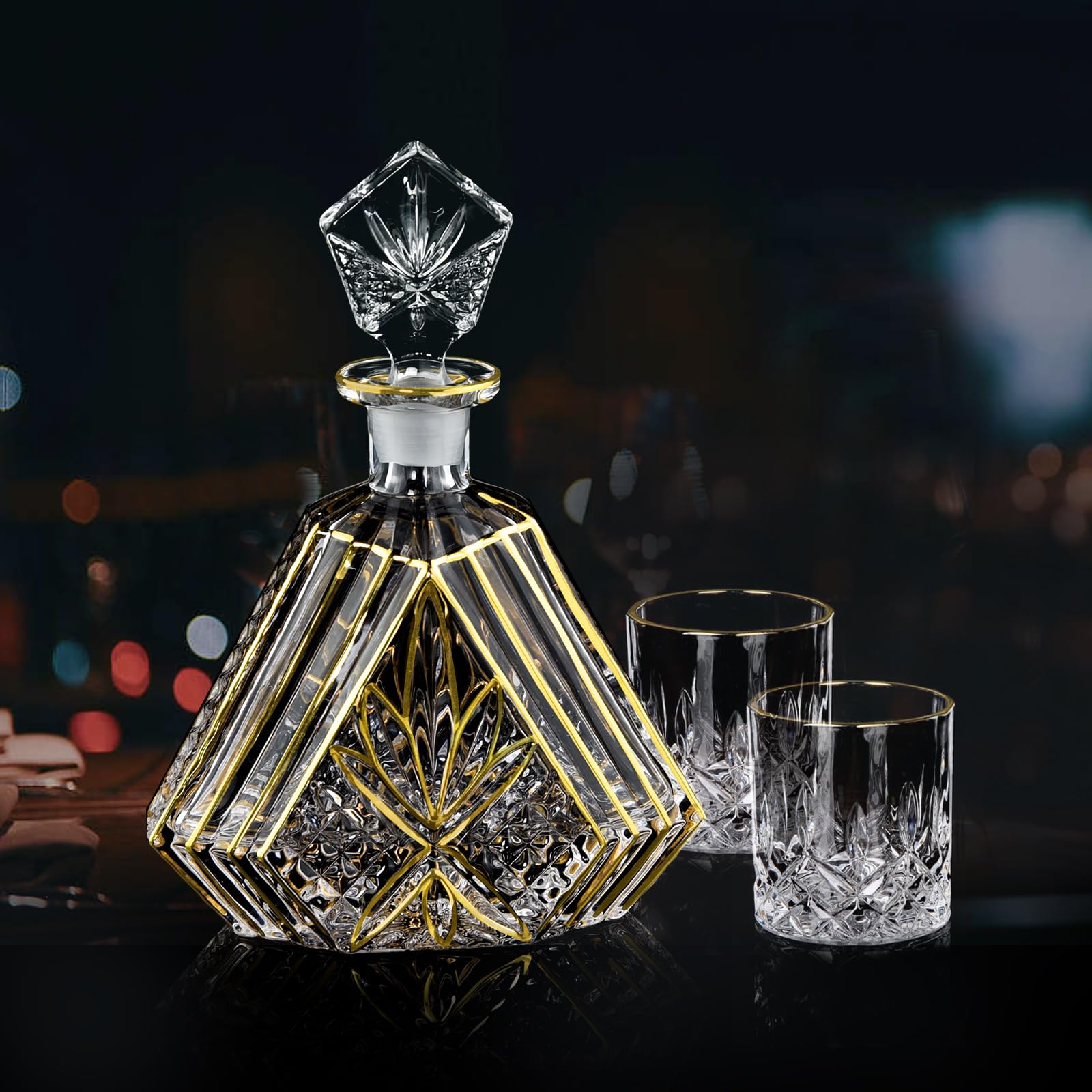 NBNSTHV hand-painted gold decanter set for entertaining guests with luxury style.