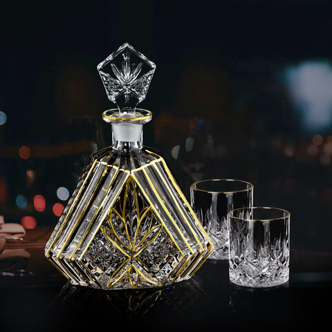 NBNSTHV hand-painted gold decanter set for entertaining guests with luxury style.