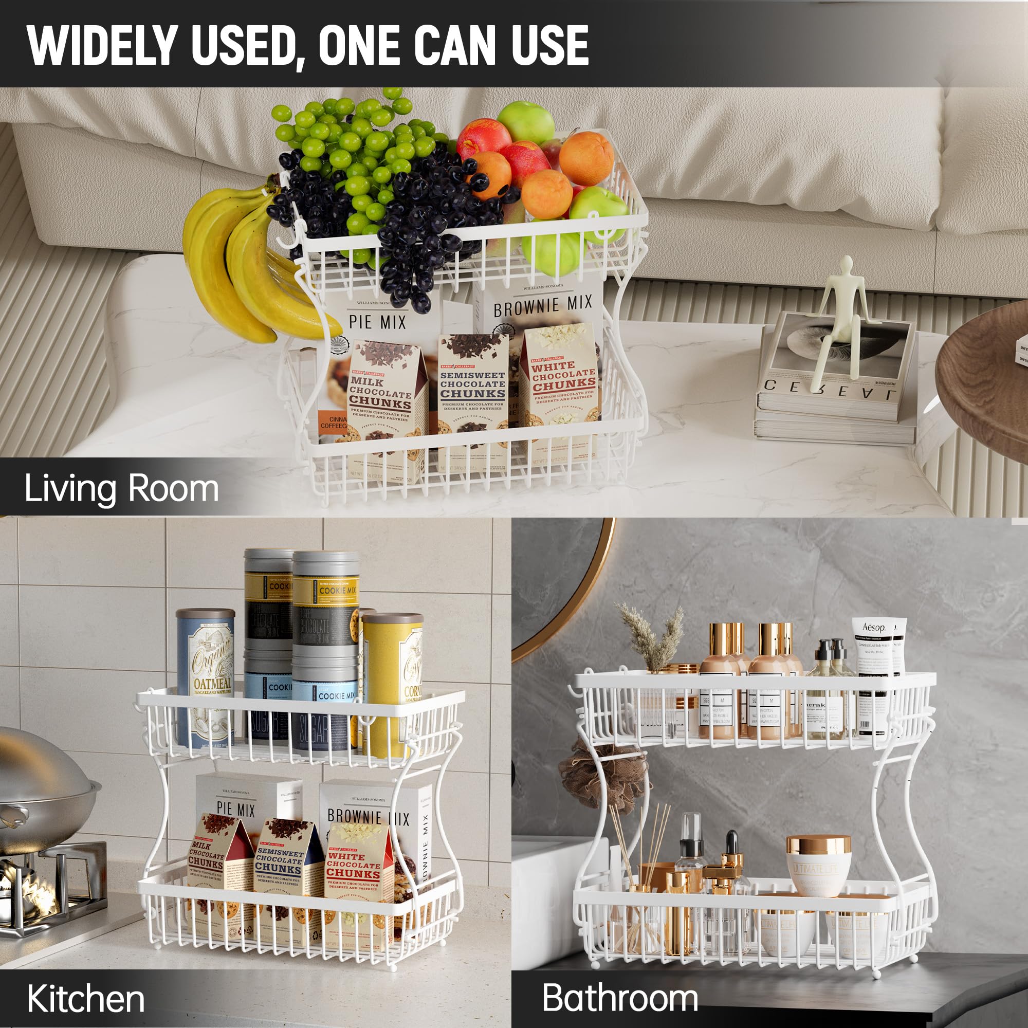 Nbwxcwbs easy assembly fruit basket demonstrates quick setup for immediate use.