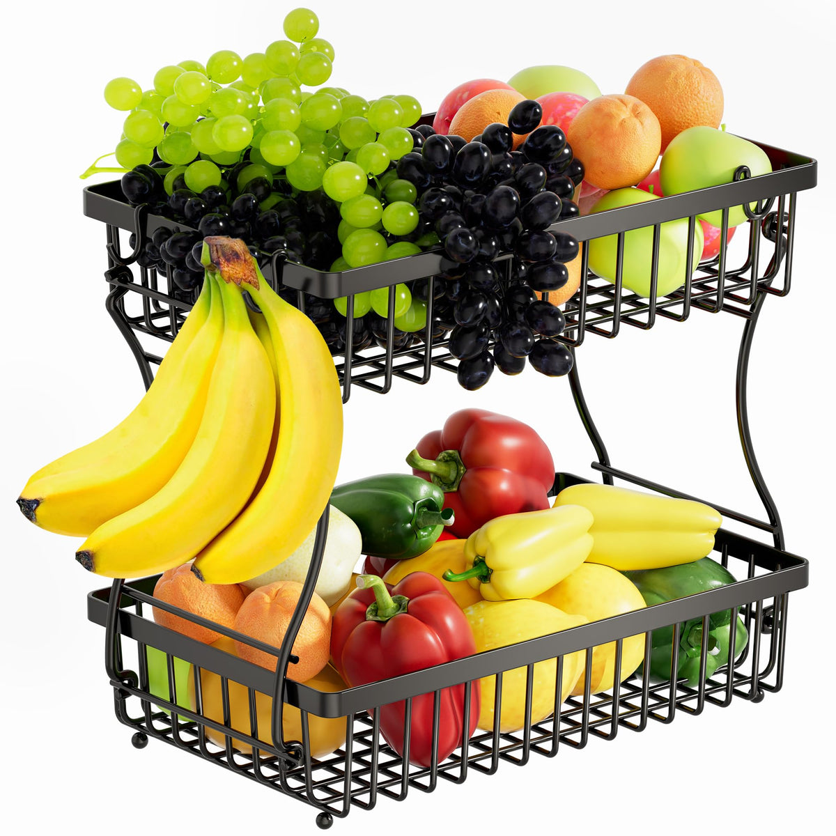 Nbwxcwbs fruit basket 2-tier detachable design enables flexible storage
