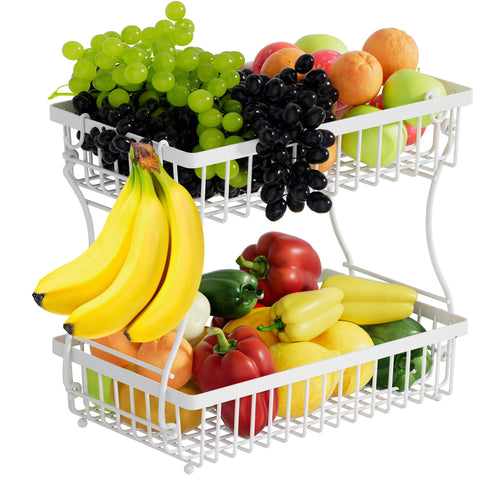 Nbwxcwbs fruit basket 2-tier demonstrates organized fruit storage for a tidy kitchen.