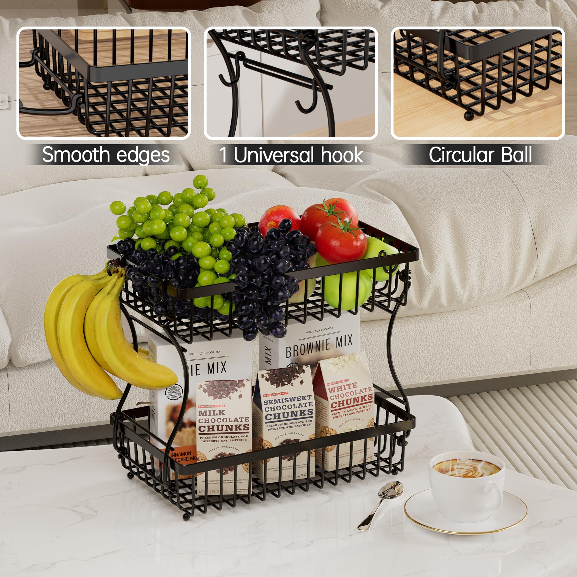 Nbwxcwbs fruit basket round feet for stable countertop placement