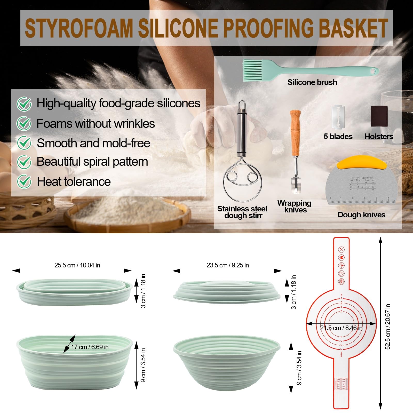 NCRexpanse silicone banneton round basket for even dough rise