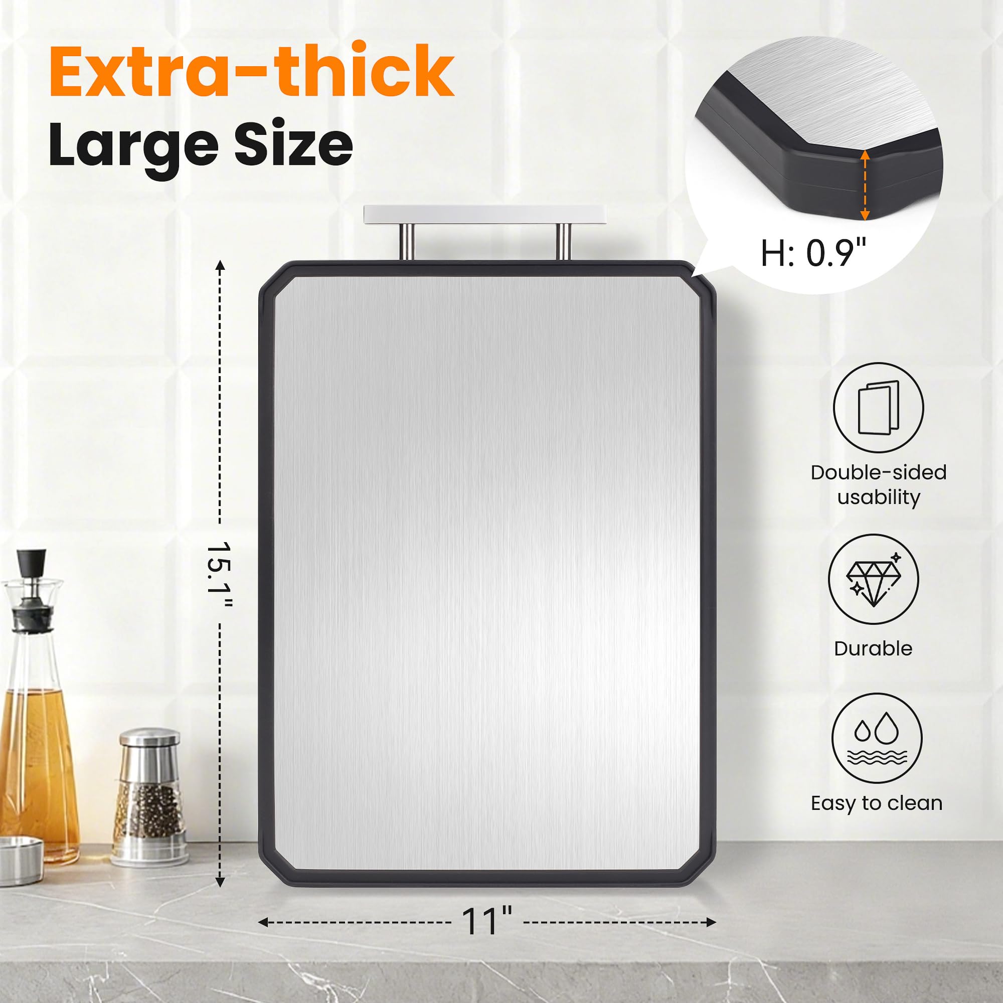 NCUE cutting board offers a 16.5 by 11 inch workspace for large ingredients