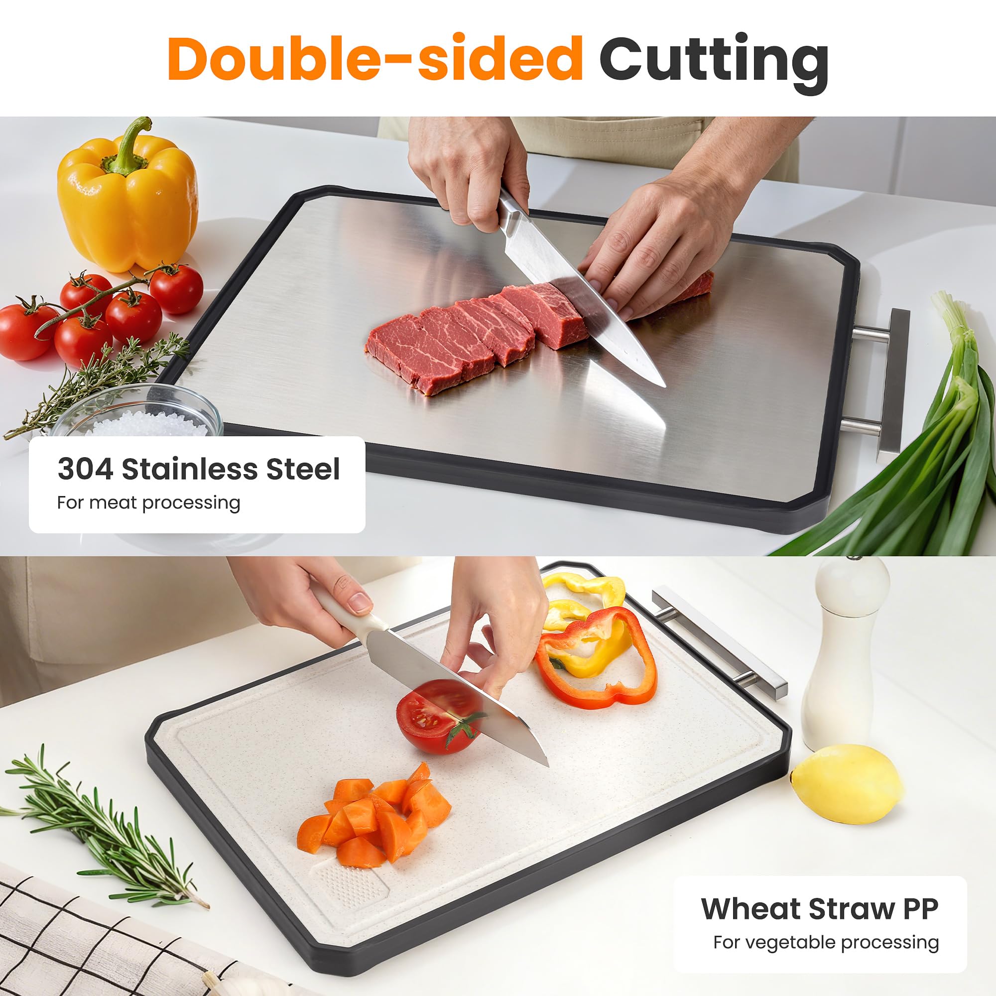 NCUE cutting board features sturdy non-slip edges for stable chopping