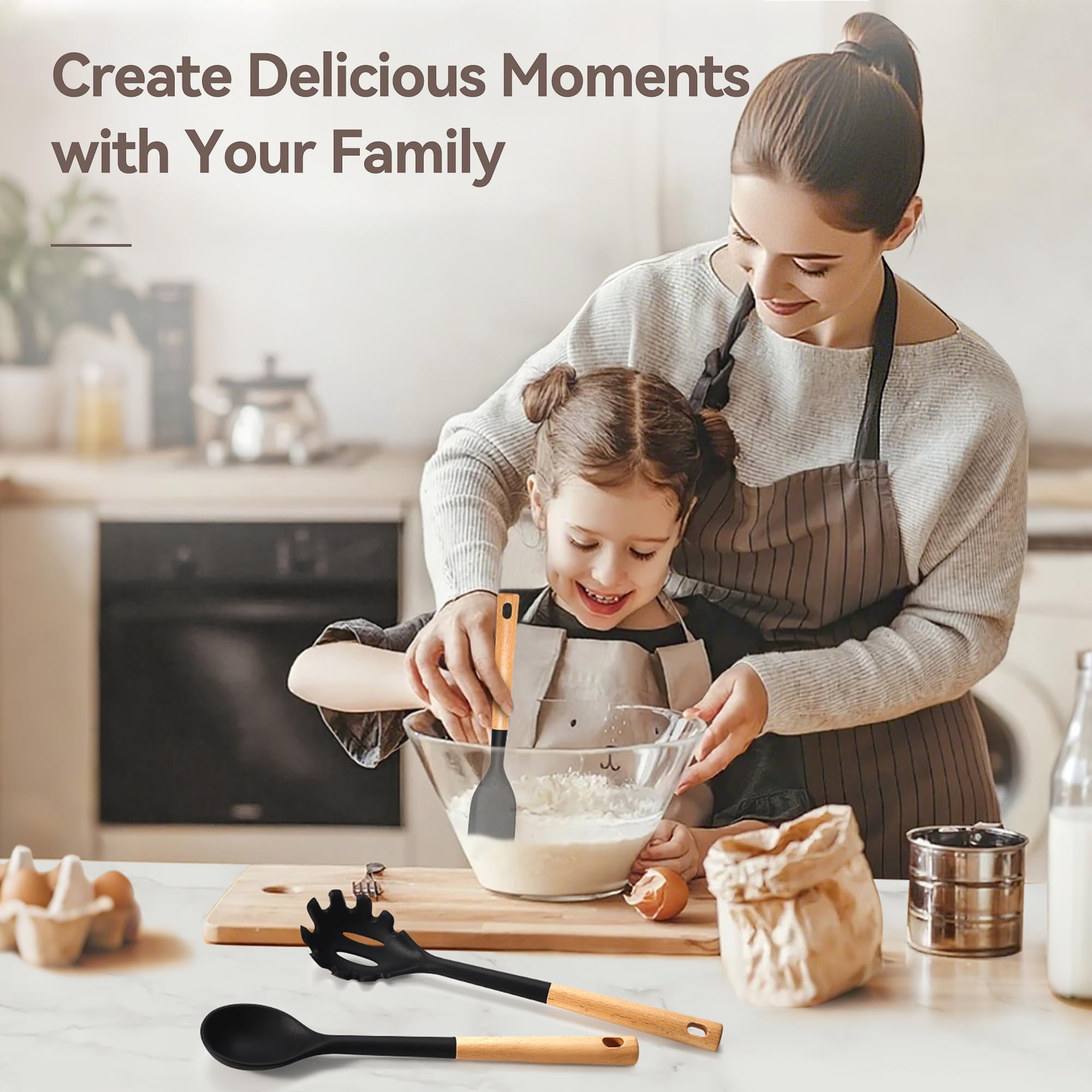 NCUE solid spoon with non-stick silicone tip.