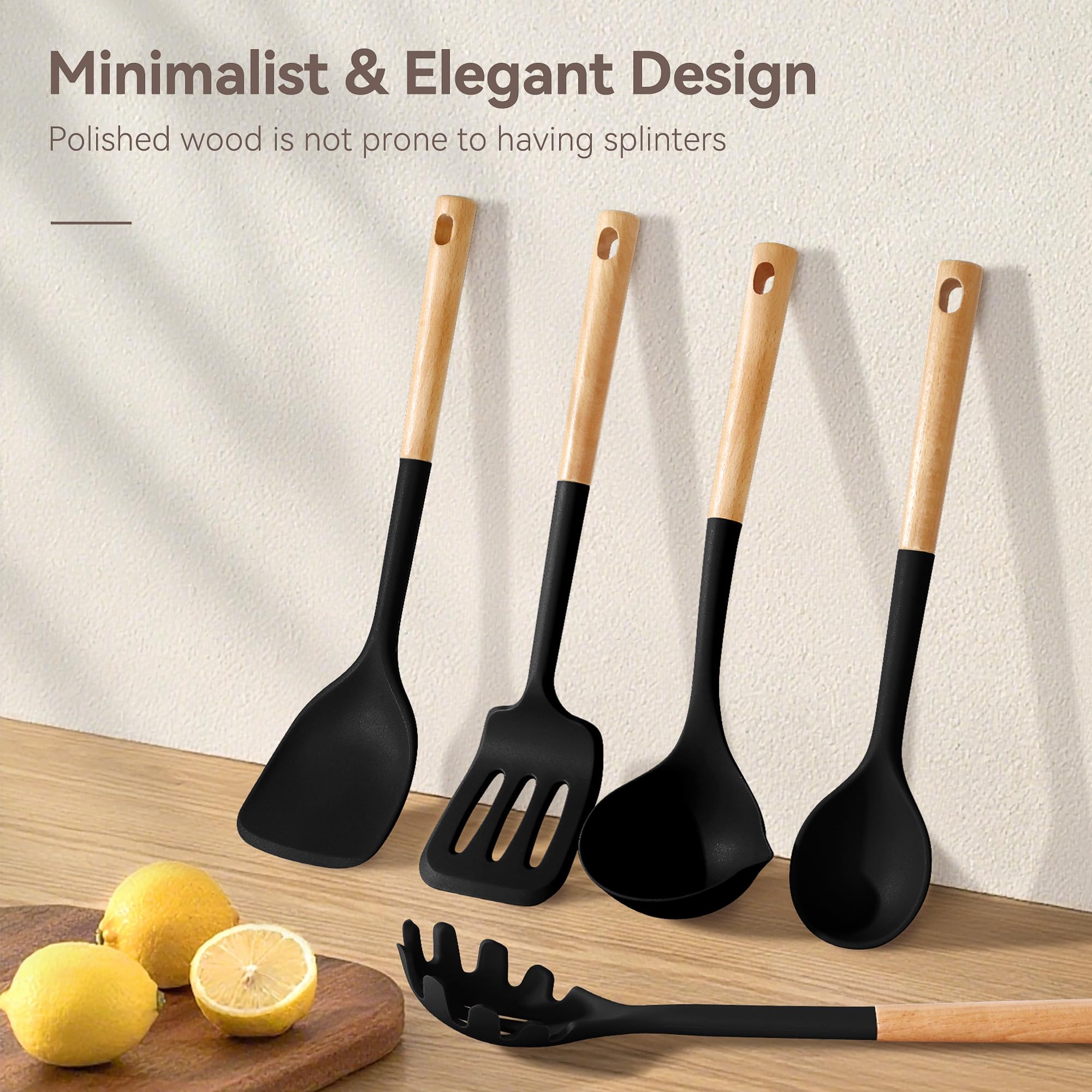 NCUE spatula set with flexible silicone blades for easy flipping.