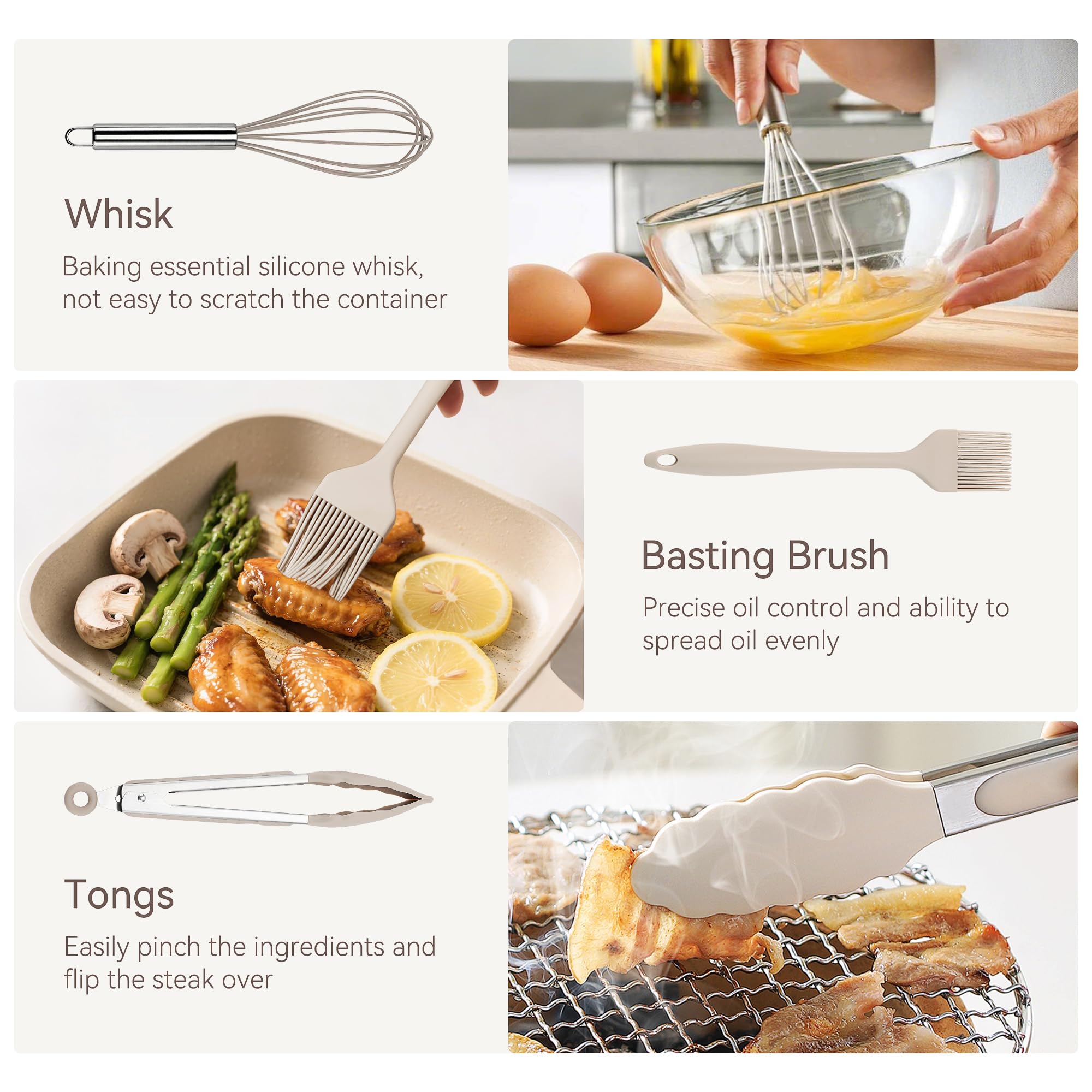 NCUE oven mitts and tongs with accessories for versatile cooking tasks