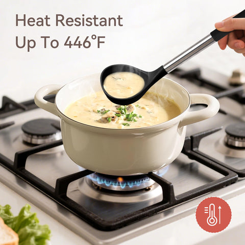 NCUE silicone cooking utensils deep soup ladle for soups