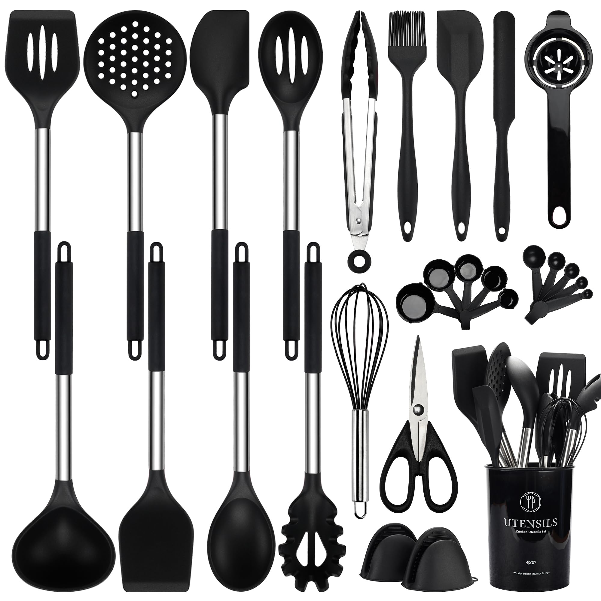 NCUE silicone cooking utensils slotted turner for nonstick pans