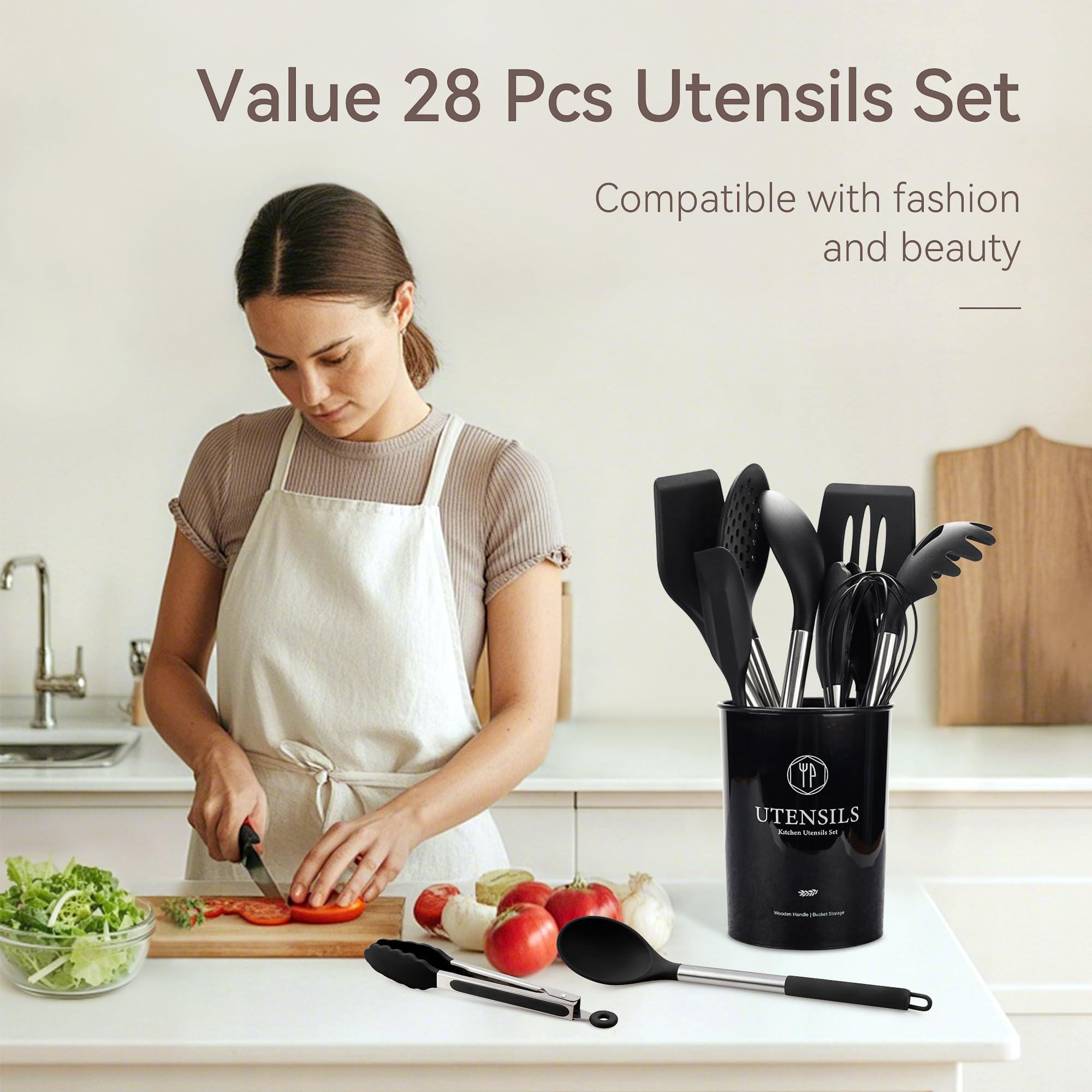 NCUE silicone cooking utensils solid turner for sturdy flipping