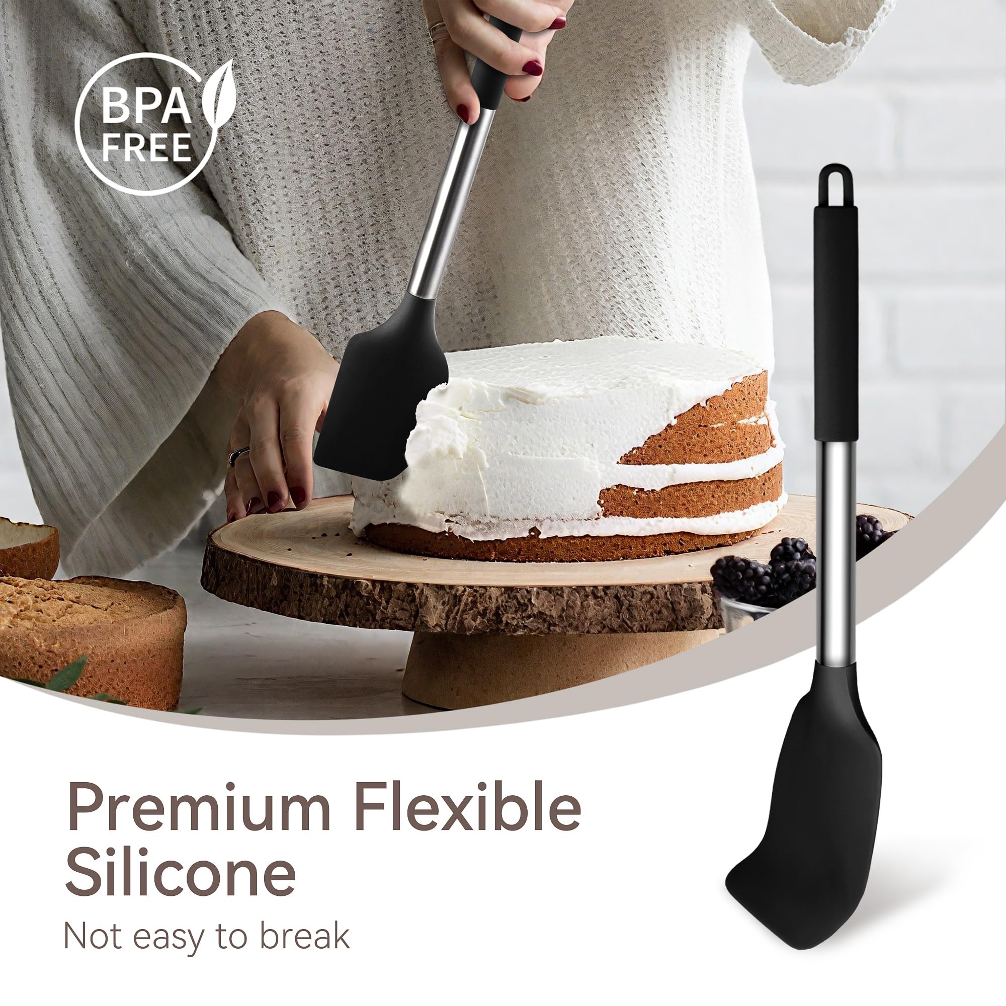 NCUE silicone cooking utensils spatula for mixing and scraping