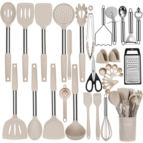 NCUE silicone utensils set with holder for organized storage and easy access