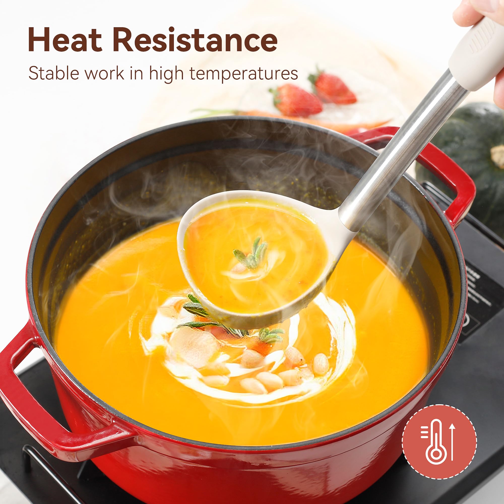 NCUE silicone slotted spoon and ladle for mess-free serving