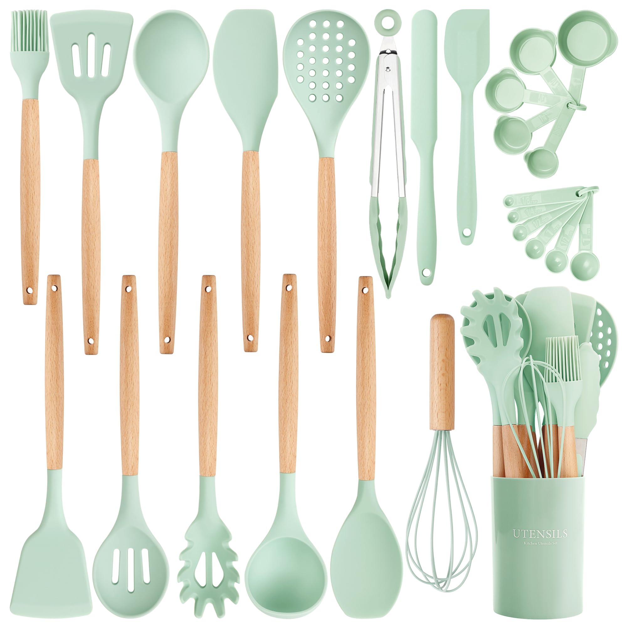 NCUE silicone utensils holder keeps tools organized and within reach during busy cooking