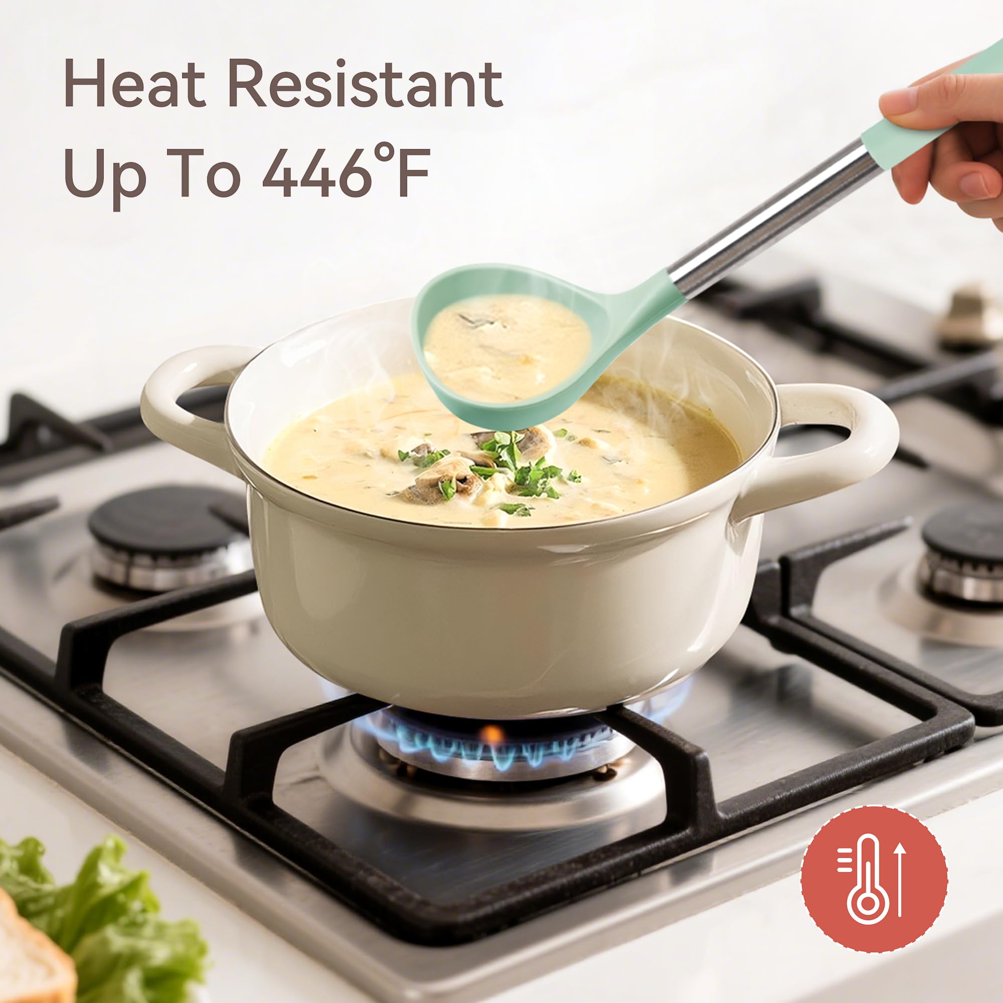 NCUE stainless steel handles close-up for durability in busy kitchens