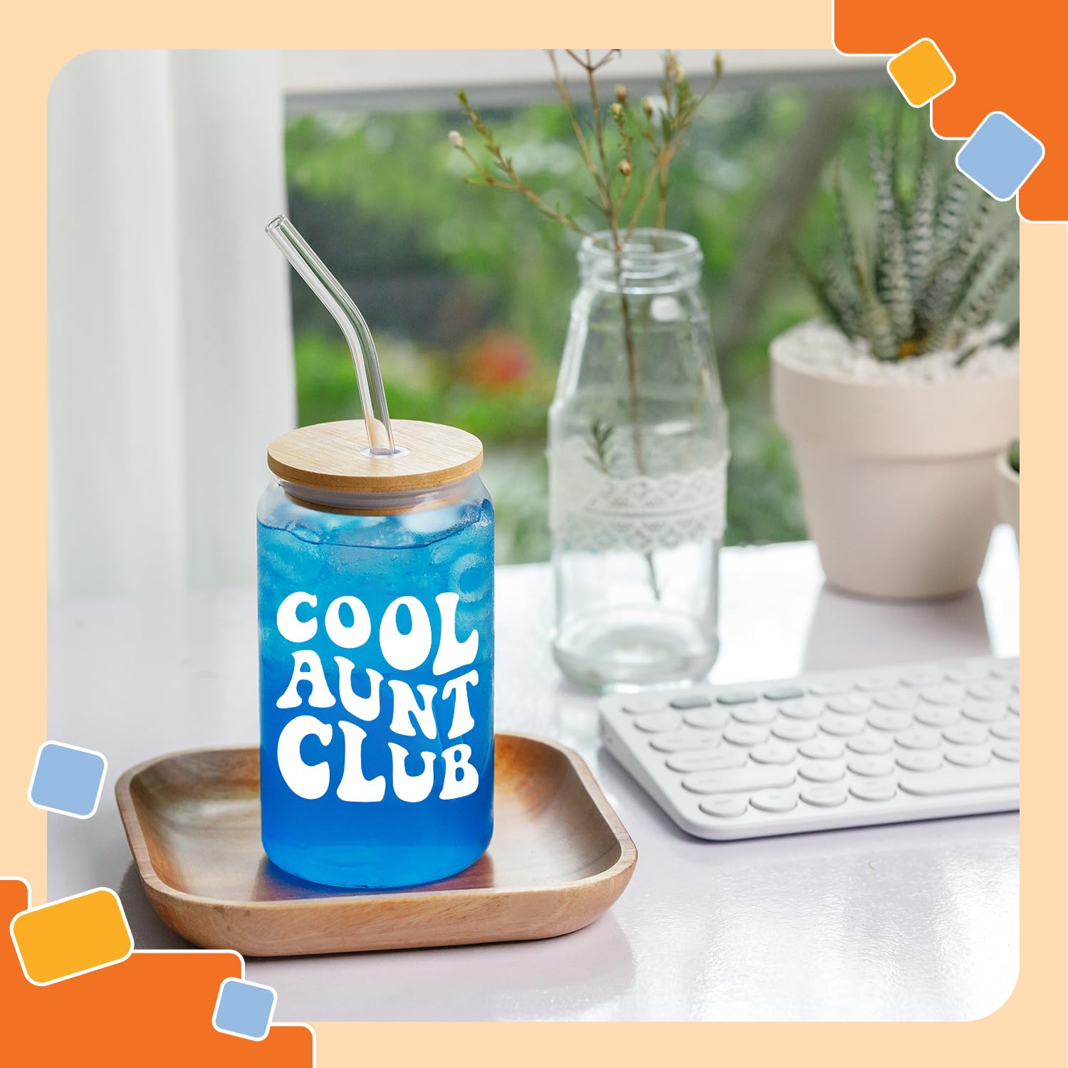 NewEleven Leak-proof bamboo lid glass demonstrates spill protection at home, poolside, or travel