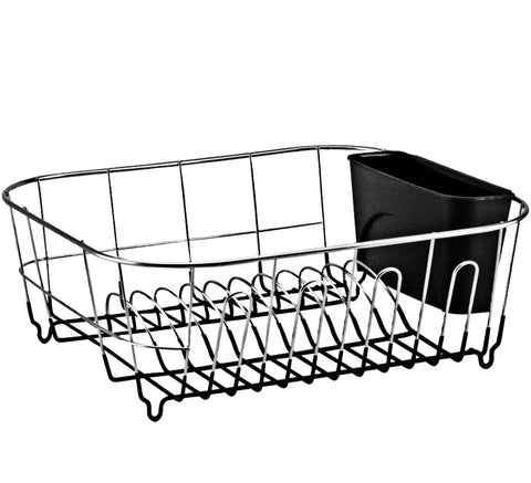 Neat-O dish drainer with detachable plastic cutlery cup for utensil organization