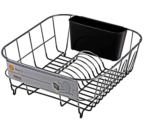 Neat-O Deluxe black dish drainer complements modern kitchen décor