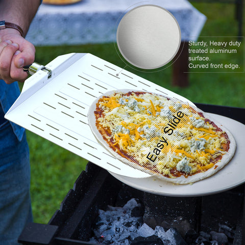 neatNuseful pizza peel perforated surface lets steam escape for crisper crust.