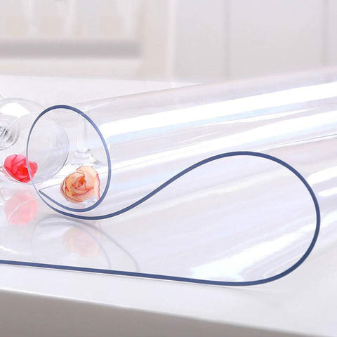 NECAUX table cover 24x48 inches, clear PVC protects surfaces while preserving wood grain