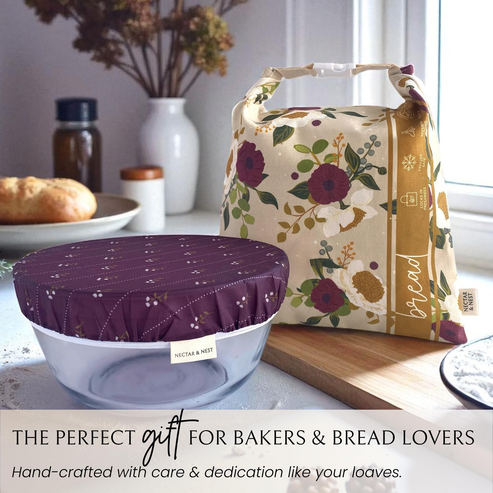 Nectar & Nest bread bags in fridge demonstrate fridge-safe storage.