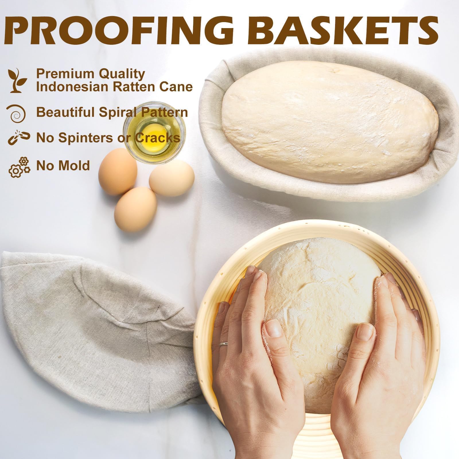 Neddie Banneton oval 10-inch basket for larger loaves and uniform crumb.