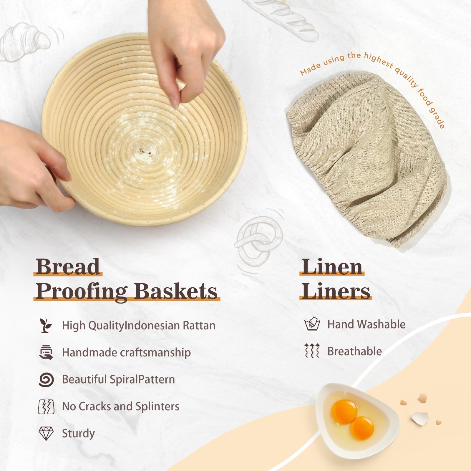 Neddie heat-resistant gloves protect hands while handling hot baskets.