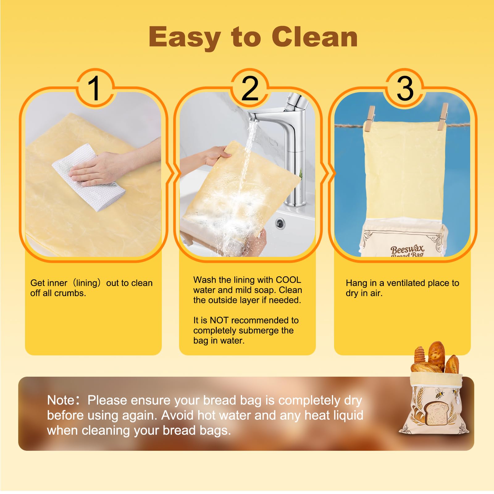 Beeswax bread bag used for fruits and vegetables during a picnic