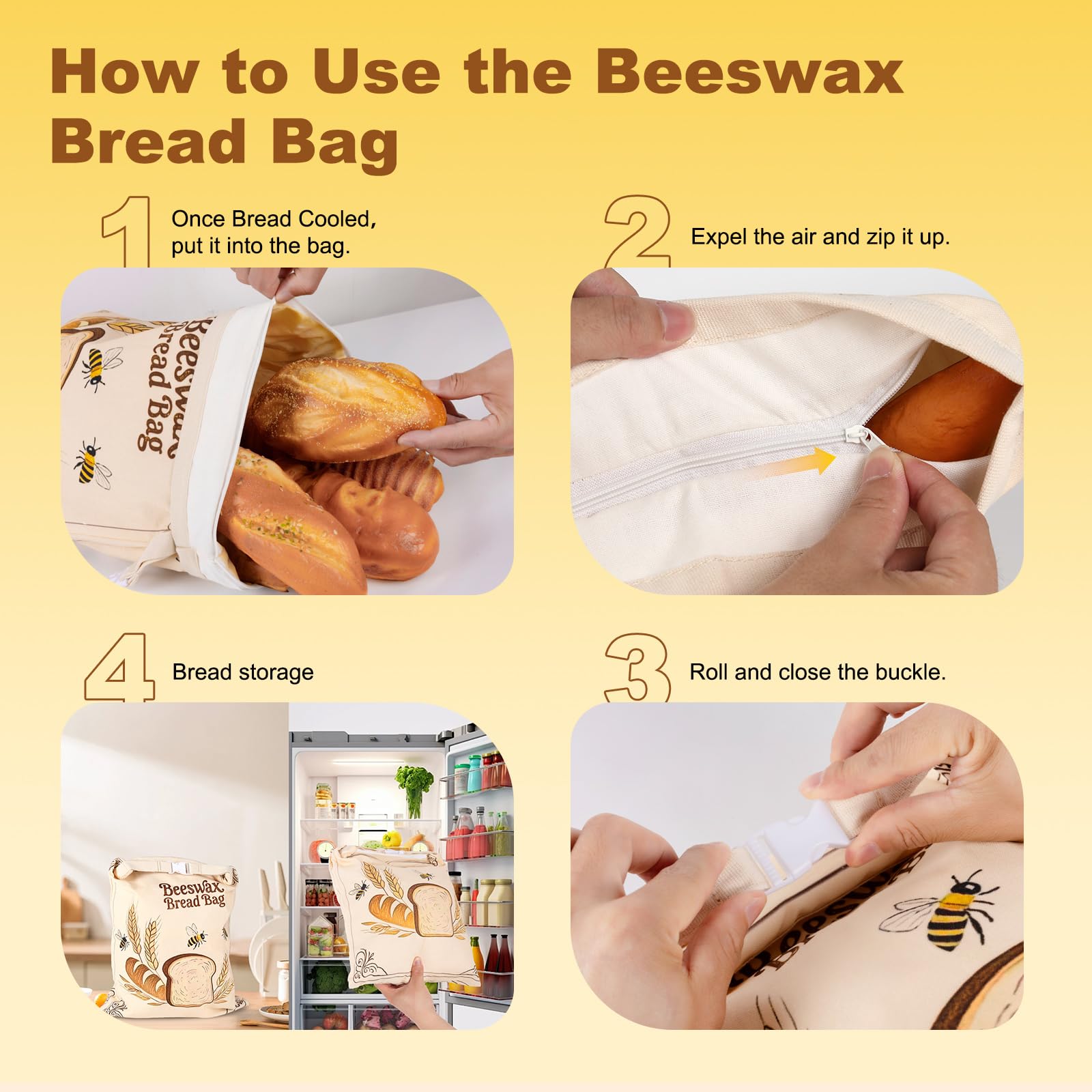 Inner lining removable for easy cleaning after bread or produce